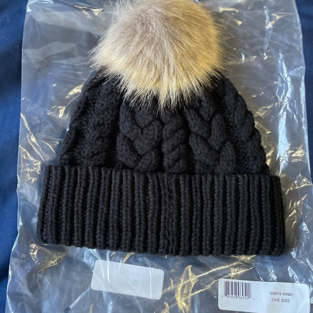 New Pendleton Cable Knit Lambswool Beanie With Fa… - image 4
